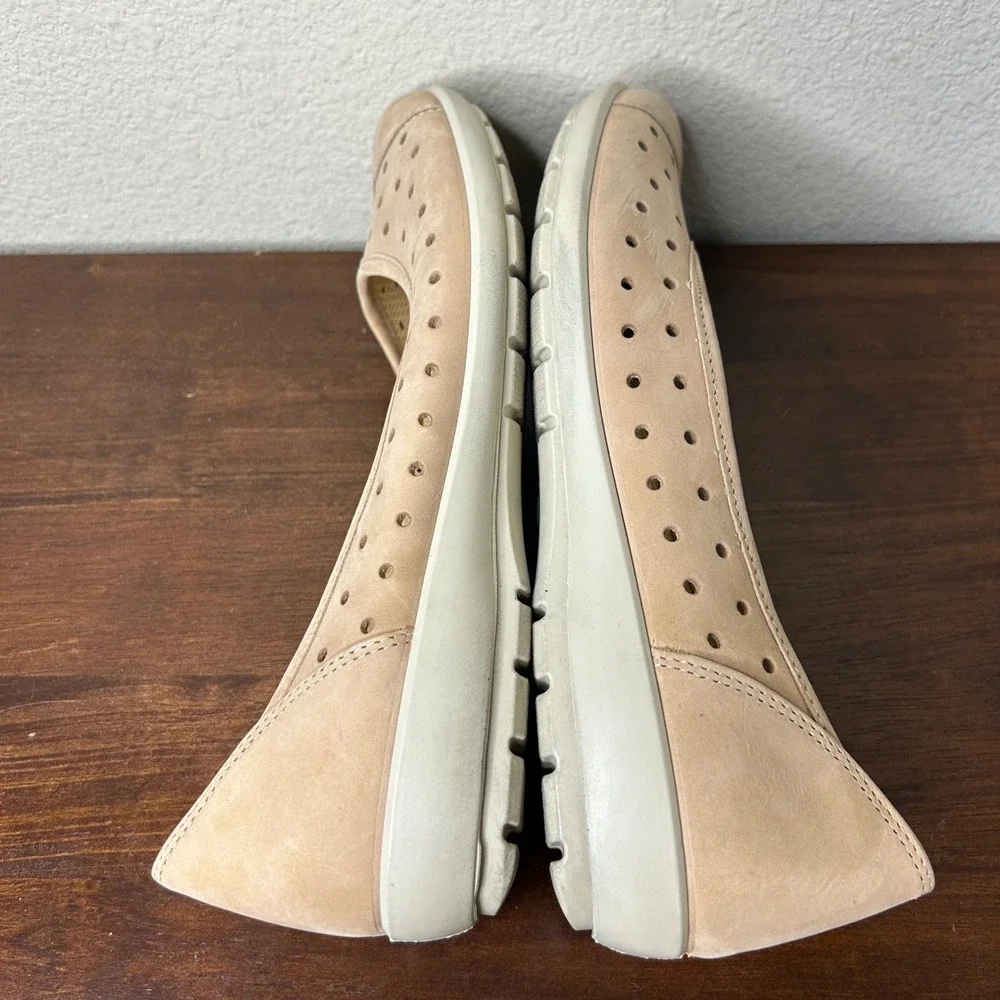 Hotter Flats US 9 EU 41 Livvy Tan Suede Perforated Comfort‎ Ballet